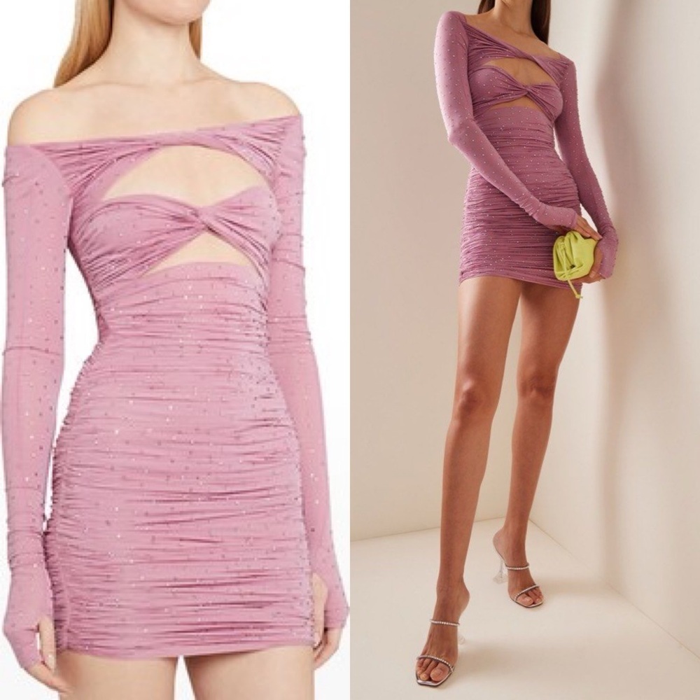 ALEX PERRY Tinley Strass Crystal Embellished Twist Dress Pink Sz 10 AU/6 US - Picture 9 of 9